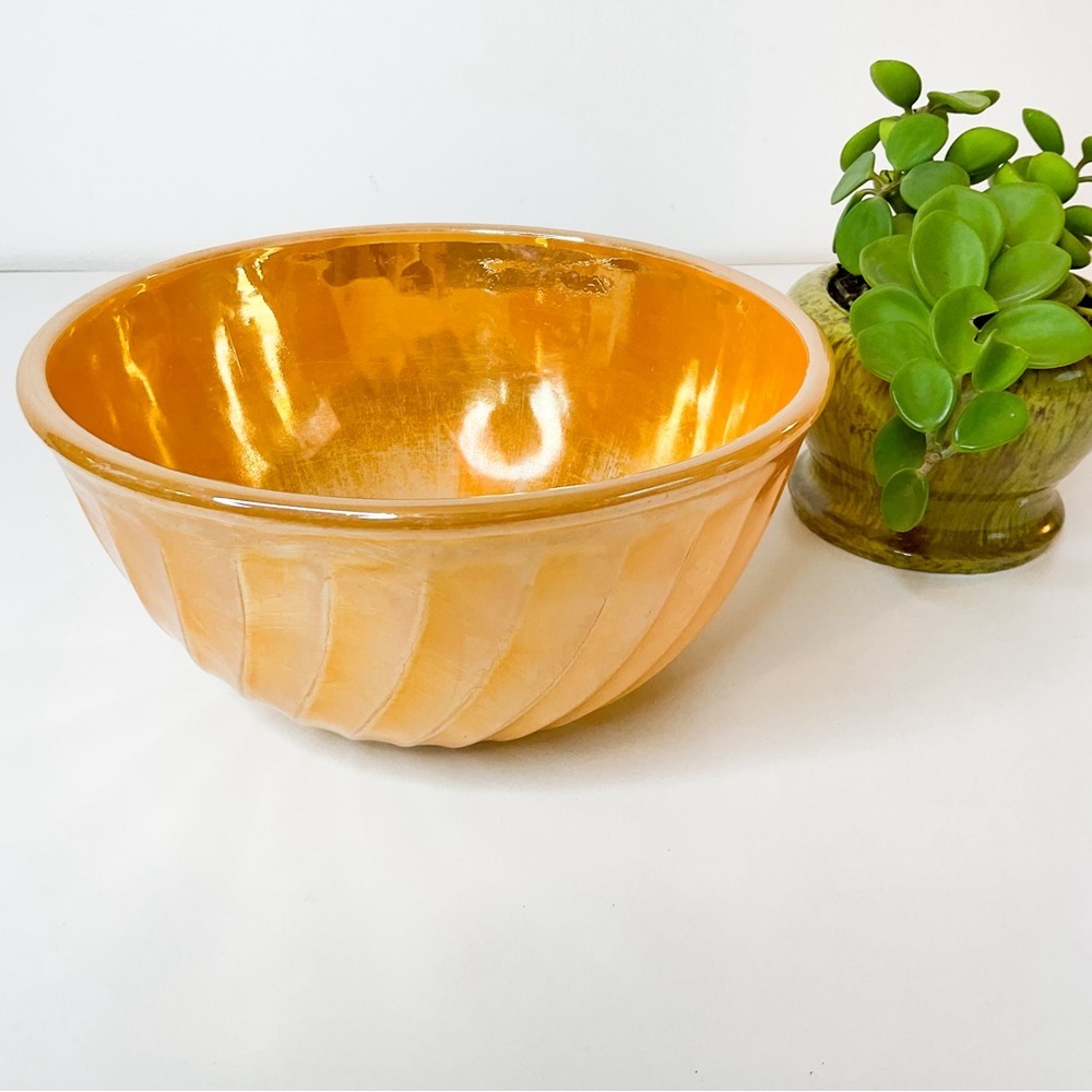 FIRE KING Lustreware Peach Glass Decorative Bowl Vintage & Collectible